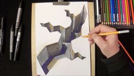 3D Drawing of a HOLE  How to Draw 3D HOLE  Trick Art Illusion