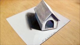 3D Art for Kids Trick Art Drawing 3D Tiny Dog House on Paper