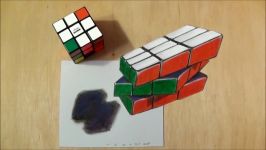 3D Drawing Floating Rubiks Cube  How to Draw 3D Rubiks Cube