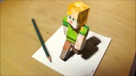 How to Draw Alex from Minecraft  Drawing 3D Alex  VamosART