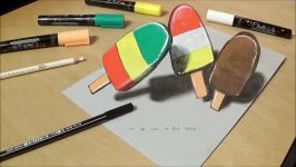 Drawing and Coloring for Kids  How to Draw Ice Cream  3D Trick Art for Kids