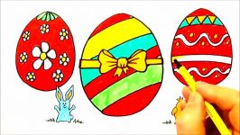 Drawing and Coloring Easter Eggs Bunny and Chicks  Coloring Page for Kids