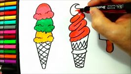 Drawing and Coloring Ice Cream  How to Draw Ice Cream  Video for Children