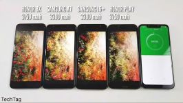 تست باتری بین گوشی های Honor 8X Samsung A7 Samsung J6+ Honor Play