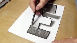 Easy Trick Art Drawing  How to Draw 3D Letter E  Anamorphic Illusion