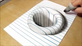 Drawing Round Hole in Lined Paper  Trick Art with Charcoal Pencils