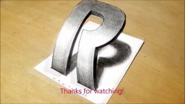 How to Draw 3D Letter  Drawing Curved Letter R  Trick Art on Paper for Kids