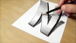 How to Draw 3D curved Letter N  Trick Art With Graphite Pencils