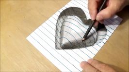How to Draw 3D Heart  Drawing 3D heart with Charcoal  Art on Line Paper