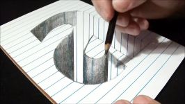Drawing Letter little a Hole Illusion  3D Trick Art on Line Paper with Pencil