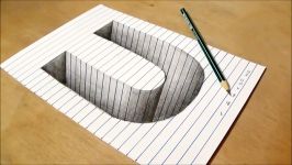 Drawing U Hole in Line Paper  3D Trick Art