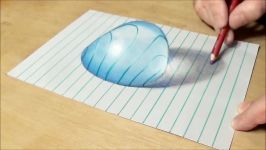 Very Easy  Drawing Big Water Drop on Lined Paper  3D Anamorphic Illusion