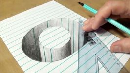 Drawing Q Hole in Line Paper  3D Trick Art with Graphite Pencil