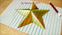 How to Draw Gold Star  Drawing 3D Star on Lined Paper  Vamos