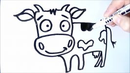 How to Turn Words cow Into a Cartoon  Art on Whiteboard for Kids