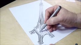 ► EIFFEL TOWER ILLUSION  How to Draw Eiffel Tower  3D Trick Art