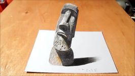 EASTER ISLAND HEAD  Drawing 3D Illusion of Head  Trick Art on Paper