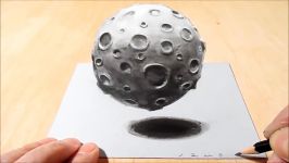 LITTLE FLOATING MOON ✅  How to Draw a 3D Moon with Charcoal Markers
