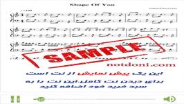 نت پیانو shape of you اد شیرن ادیت شده توسط پوریا پوروشسب