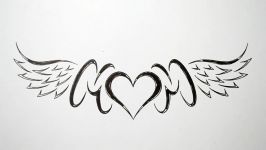 Drawing Mom with a Heart and Wings Lowerback Tattoo Design