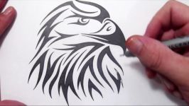 How to Draw an American Eagle Head  Tribal Tattoo Design Style