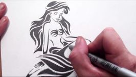 How To Draw The Little Mermaid  Tribal Tattoo Design Style