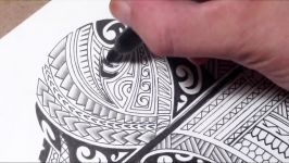 Maori Polynesian Tribal Half Sleeve Tattoo Design  Adding Black Fill