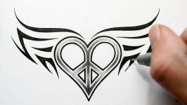 Designing a Love Peace Symbol with Wings Tattoo Design