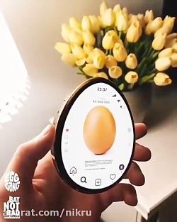 آمدن موبایل به شکل تخم مرغ بعد لایک چند میلیونی تخم مرغ در اینستاگرام