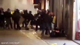 رفتار خشن پلیس فرانسه معترضان + فریادهای یک خانم
