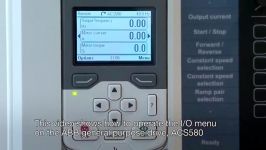 How to operate the IO menu on the ACS580 drive