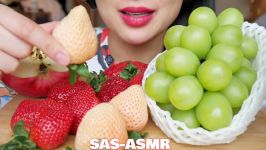 ASMR Japanese Fruits Grapes + RARE White Strawberries GIANT Apple  SAS ASMR