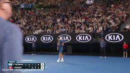 راجر فدرر در راند چهارم مسابقات تنیس استرالیا ۲۰۱۹