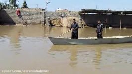 زیرآب رفتن روستای مچریه دشت آزادگان تردد مردم قایق 