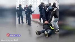 برخورد وحشیانه پلیس فرانسه زن معترض