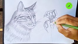 Draw Happy cat  How to Draw Cat with Flower   Samut CTC Art