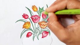 How to draw flower vase.Very easy