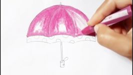 How to draw Umbrella.Step by step with oil pastel colorVery easy