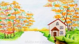 How To Draw Autumn Season Scenery.Step by stepeasy draw