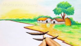 How to draw Village Scenery.Step by stepeasy draw