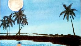 How to draw scenery of Moonlight with oil pastel.Step by stepeasy draw