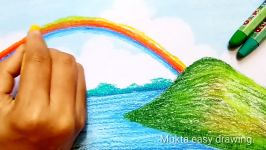 How to draw beautiful scenery with Rainbow.Step by step easy draw