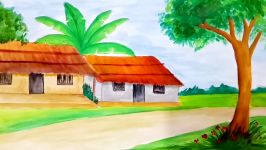 How to draw very simple village with water color.Step by stepeasy draw