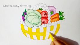 How to draw a vegetables basket.Step by stepeasy draw