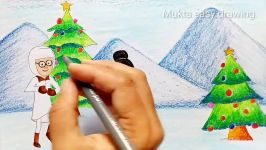 How to Draw a Simple Christmas SceneryStep by stepeasy draw