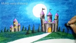 How to draw scenery of Moonlight with oil pastel.Step by stepeasy draw