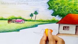 How to draw Riverside Village Landscape.Step by stepeasy draw