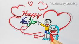 How to draw scenery of happy new year.Step by stepeasy draw