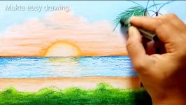 How to draw sea beach scenery.Step by step easy draw