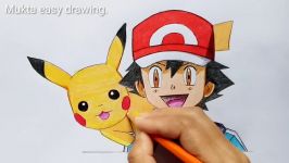 How to draw Ash ketchum with Pikachu.Step by step easy draw